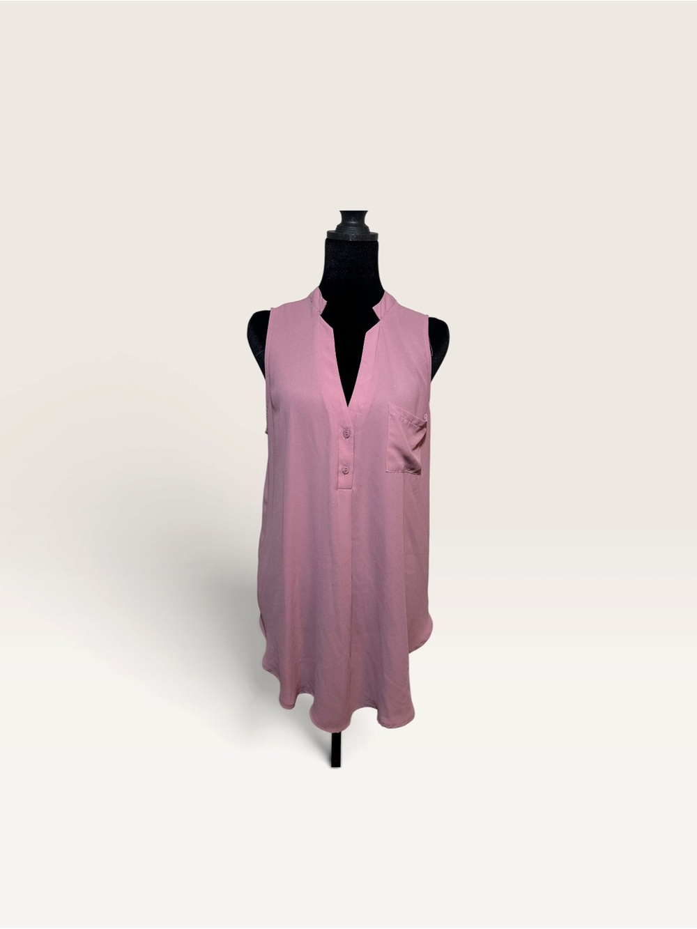 Lush Blush Pink Sleeveless V-Neck Tunic with Pocket